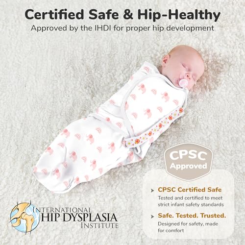 Image of Mama Cheetah Baby Swaddle Sack, Organic Cotton Swaddle Blanket, Adjustable Swaddle Sleep Sacks, Easy Swaddles for Boy Girl 0-3 Month, Baby Essentials, 4-Pack, Dusty Rose