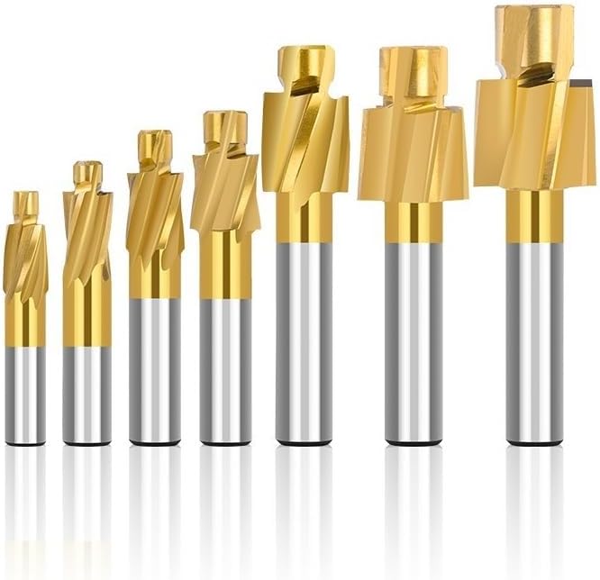 Counterbore End Mill HSS Milling Cutter For Metal Milling Pilot Hole Counterbore Cutter,7pcs Set（3.2-12.4）