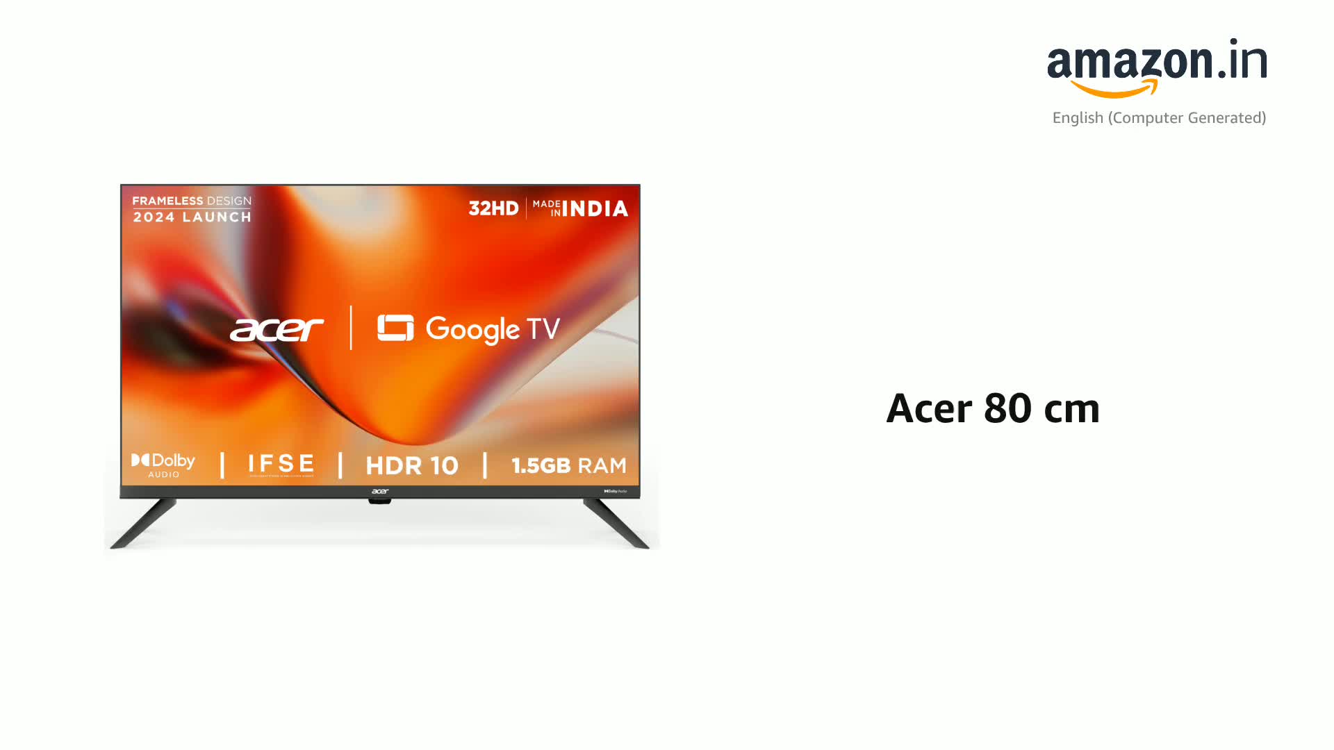 Acer 80 cm (32 inches) J Series HD Ready Smart Google LED TV