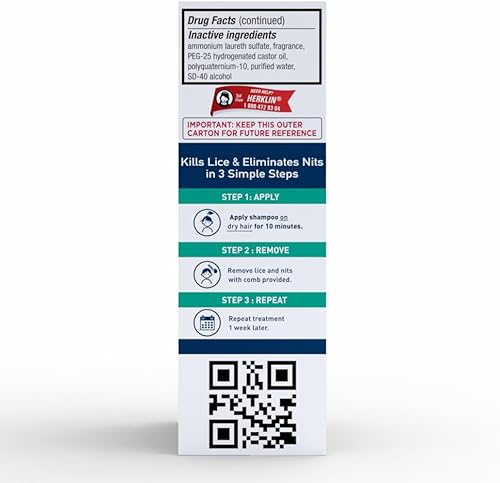 Miniatura 5 de Herklin Champú para tratamiento de piojos, máxima resistencia, fácil de aplicar, 2 onzas líquidas, botella