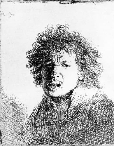 Tableaux Rembrandt poster autoportrait art mural toile 60x90cm