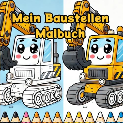 Baustellen Malbuch: Baustellenfahrzeuge Ausmalbuch für Kinder |Bagger | Kran | Malspaß für kleine Bauarbeiter ab 3 Jahren | perfektes Geschenk für Jungen und Mädchen