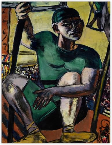 Max Beckmann pintura abstracta en lienzo retrato de acróbata mural moderno