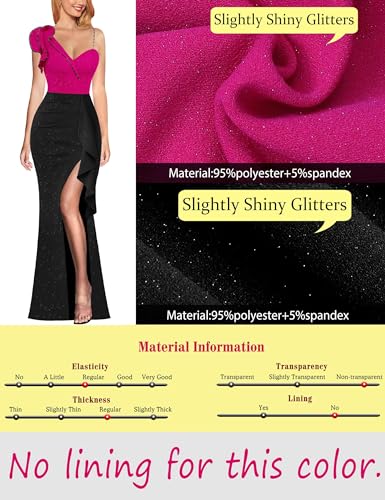 Image of VFSHOW Womens Formal Prom Elegant Ruffle One Shoulder Beaded Strap Ruched Slit Maxi Dress Wedding Evening Long Gown