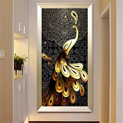 Arts Craft Cadeau Idéal - Kit Broderie Diamant Paon Abstrait 70x200cm Strass Carrés pour Adulte