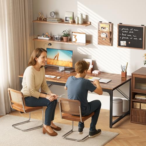 Image of PRAISUN 63 X 29.5 Inch Computer Desk with Deeper Desktop, Gaming Office Writing Work Desk for Home Office, Study, Bedroom, Work from Home, Metal Frame, Rustic Brown