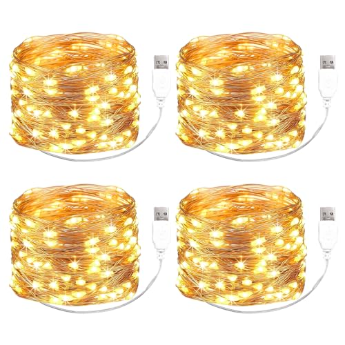 Kaleora 4 Stück LED Lichterkette mit USB, 5M 50 LED Warmweiß...