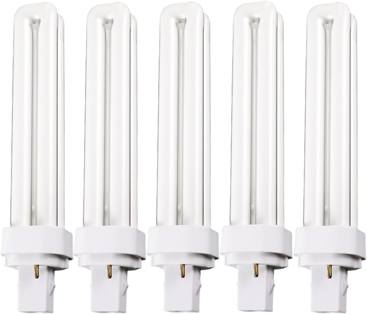 5 x Luxsa Lighting 13W CFL G24D-1 2 Pin Compact Fluorescent Light 13W PLC Tube Bulbs 870LM Energy Saving G24d-3 Compact Fluorescent Lamp CFL Light Bulbs 4000K Cool White Double Turn 2U Tube