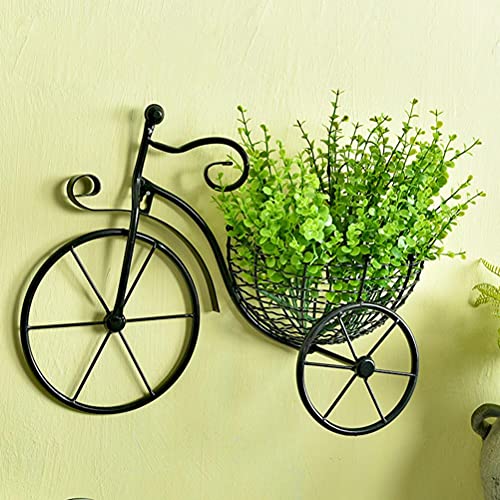 KIMISS Élégant Support de Panier à Fleurs Murales - Conception de Vélo pour Décoration Intérieure et Décoration de Jardin (Vélo Noir)