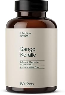 Sango Meereskoralle Kapseln - 180 Stk. - Calcium & Magnesium im optimalen Verhältnis 2:1 - Sango-Meereskoralle hochdosiert und vegan - Ohne Zusätze