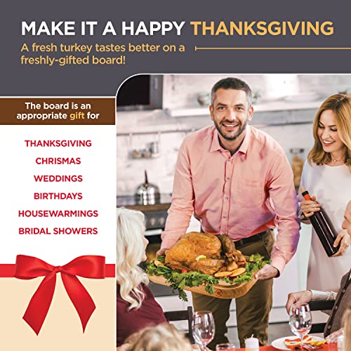 Premium Bamboo Meat Cutting Board - Heavy Duty Chopping Block Steak Carving Board - Reversible Wood Serving Tray With Juice Groove And Spikes, Stabilizes Meat While Carving #TOP5