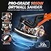 Drywall Sander with Vacuum Dust Collector, 1050W 7.33A Popcorn Ceiling Removal Tool, LED Light, 5 Variable Speed 1000-2100RPM, Foldable & Extendable Handle, 12 Sanding Discs
