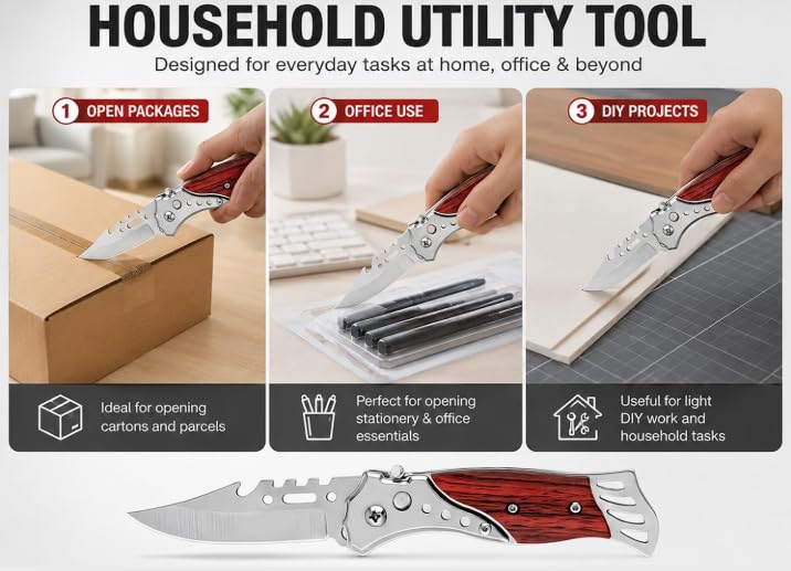 Yuvi H&M Kitchen Utility Knife with Wooden Handle - Image 6