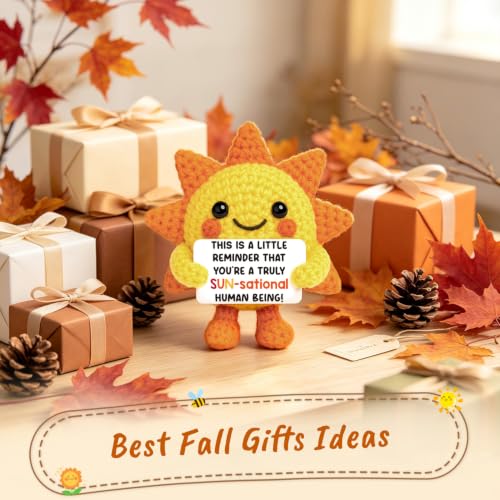 Mini Positive Crochet Sunshine Flower Inspirational Encouragement Gifts | Christmas Cheer Up Crochet Fall Gift for Women Friend Coworker Motivational Gifts Stress Relief Birthday Self Care Gift - image 8