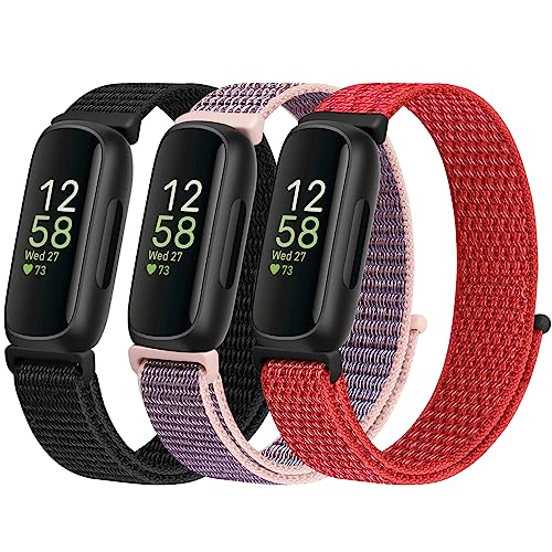 Image of Nylon Bands Compatible for Fitbit Inspire 3 /Inspire 2 /Inspire /Inspire HR /Ace 3 /Ace 2 Bands, Breathable Sport Replacement Straps Soft Adjustable Solo Loop Nylon Wristband for Women Men Kids