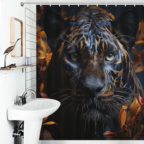 Rideau de douche léopard imperméable 152x183 cm en tissu polyester lavable - 6