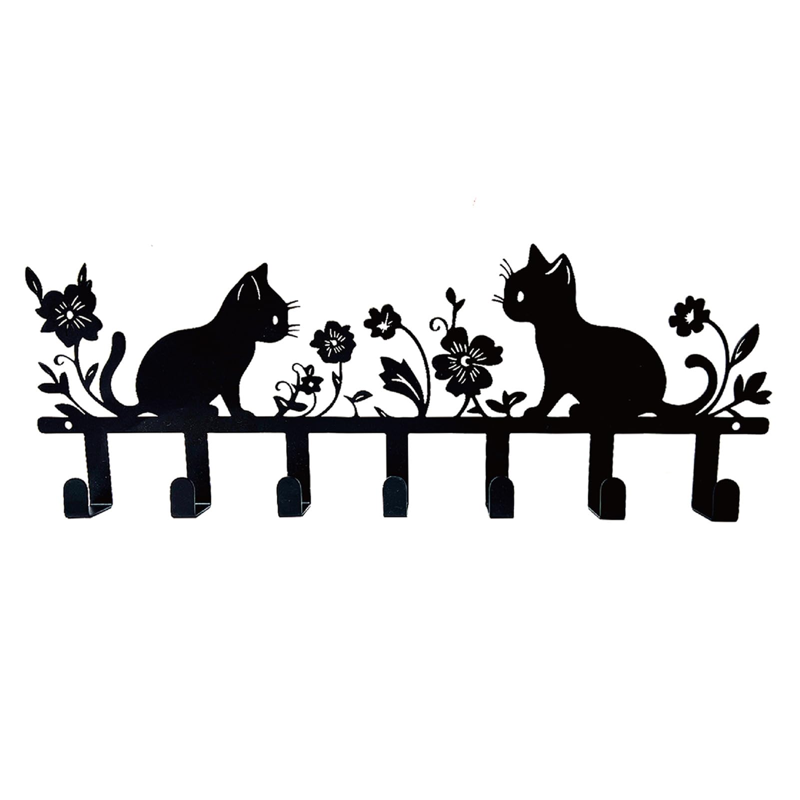 BestAlice Metal Key Holder for Wall, Metal Key Organizer Wall Decorative with 7 Hooks, Black Wall Mount Key Holder for Entryway Front Door, Metal