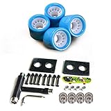 Fucaiqian. Longboard-Räder Set 70mm 78A Bunte PU-Skateboard-Räder transparent mit Riserpad und Lagerbolzen Schrauben (Color : Blue)