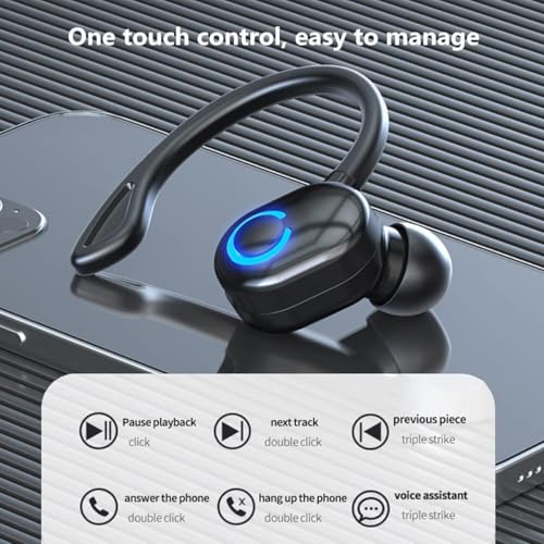 Image of Single Ear Bluetooth Earpiece, Bluetooth 5.2 Wireless Earphones, Right Ear in-Ear Bt Headset with Noise Canceling Microphone, in Ear Headphones with Charging USB Cable