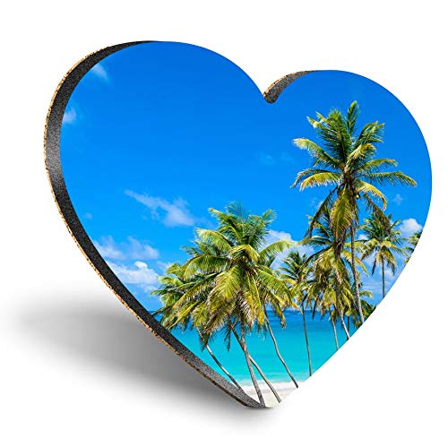 Destination Vinyl Ltd Multicolor Heart Mdf Coasters - Barbados Island Paradise Beach |Glossy Quality Coasters | Tabletop Protection For Any Table Type #21190