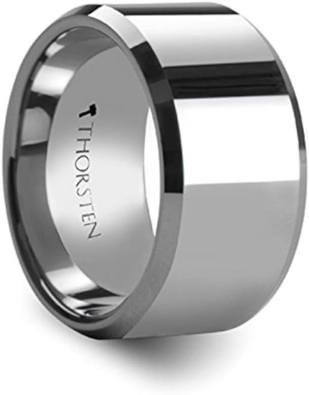 PITTSBURGH 12mm Tungsten Carbide Wedding Band with Beveled Edges - FREE Engraving