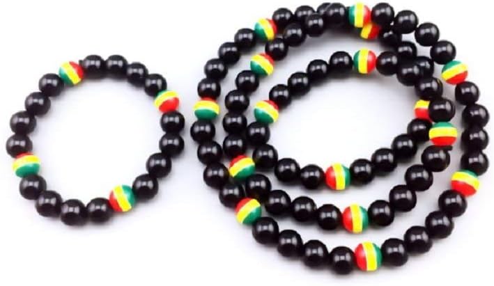 Jamaican Rasta Bracelet And Necklace Tricolor Bracelet Men Women Fashion Jewelry