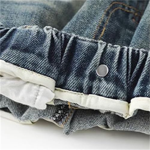 BILIKEYU Boys Jeans Elastic Waisted Straight Leg Casual Loose Fit Denim Pants with Pockets for Kids 4 to 144