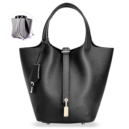 Designer Italian Top-Grain Leather Bucket Bag