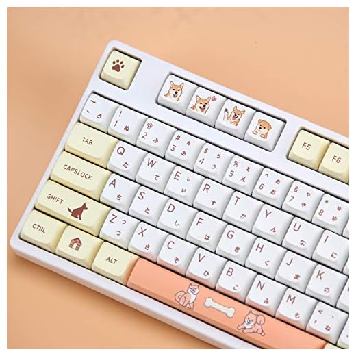 Tokey Keys Set XDA Profile Custom Keycaps PBT Dye Sublimation ANSI Layout Keycaps Set for Gateron Kailh Cherry MX Switches Mechanical Gaming Keyboards (Shiba Inu with Japanese Characters)