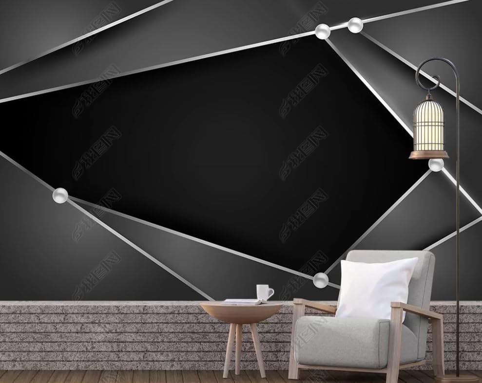 Papier peint intissé géométrie grand format revêtement mural perlé salon moderne 450x315cm