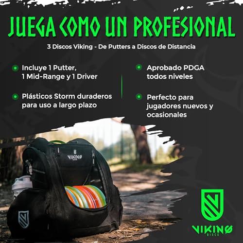 Miniatura 2 de Viking Discs Starter Disc Golf Set - 3 Discos Frisbee Para Cualquier Distancia, Aprobados Por La Pdga - Deportes De Diversión Al Aire Libre Para Adultos Y Niños - Putter, Mid-Range, Driver