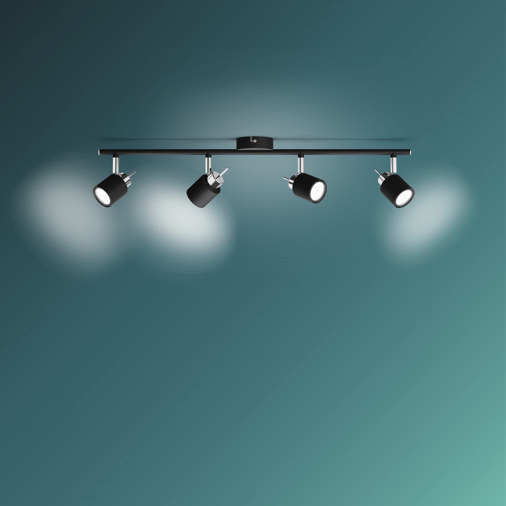 Philips LED Faretto Integrato Meranti, 4 Punti Luce, 35W, Nero