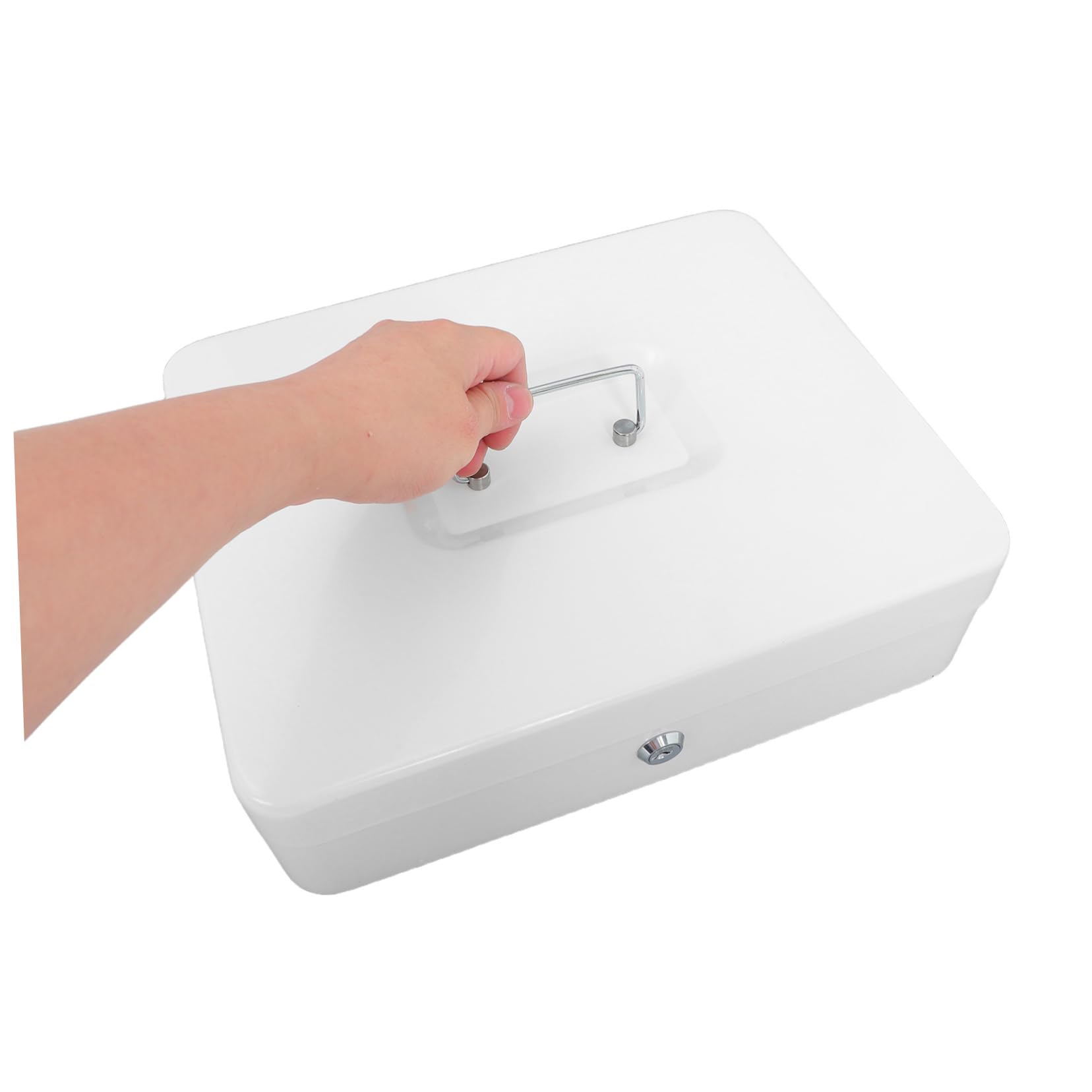 Veemoon Caja de Caudales con Llave de Metal para Almacenamiento Seguro Caja de Seguridad Pequeña para Dinero Organizador con Cerradura para Comercios Hostelería y Oficinas
