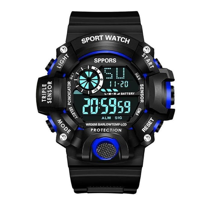 KE GALLERY Digital Sports Multi Functional Waterproof Chronograph Black Dial Watch for Boys and Mens (Blue) (B0D62QHBNB) Amazon Price History, Amazon Price Tracker