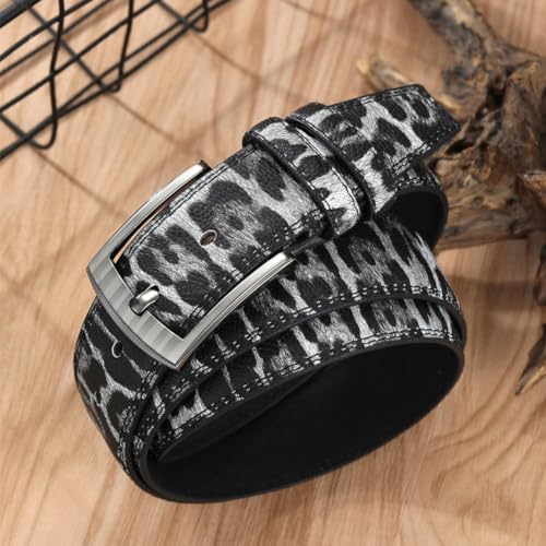 Mens Dress Belts Leopard Print Work Leather Belt for Men, Classic Casual Belt Men for Jeans Pants with Metal Buckle4