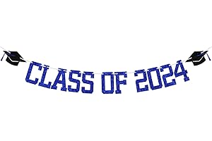 Blue Glitter Class of 2024 Banner
