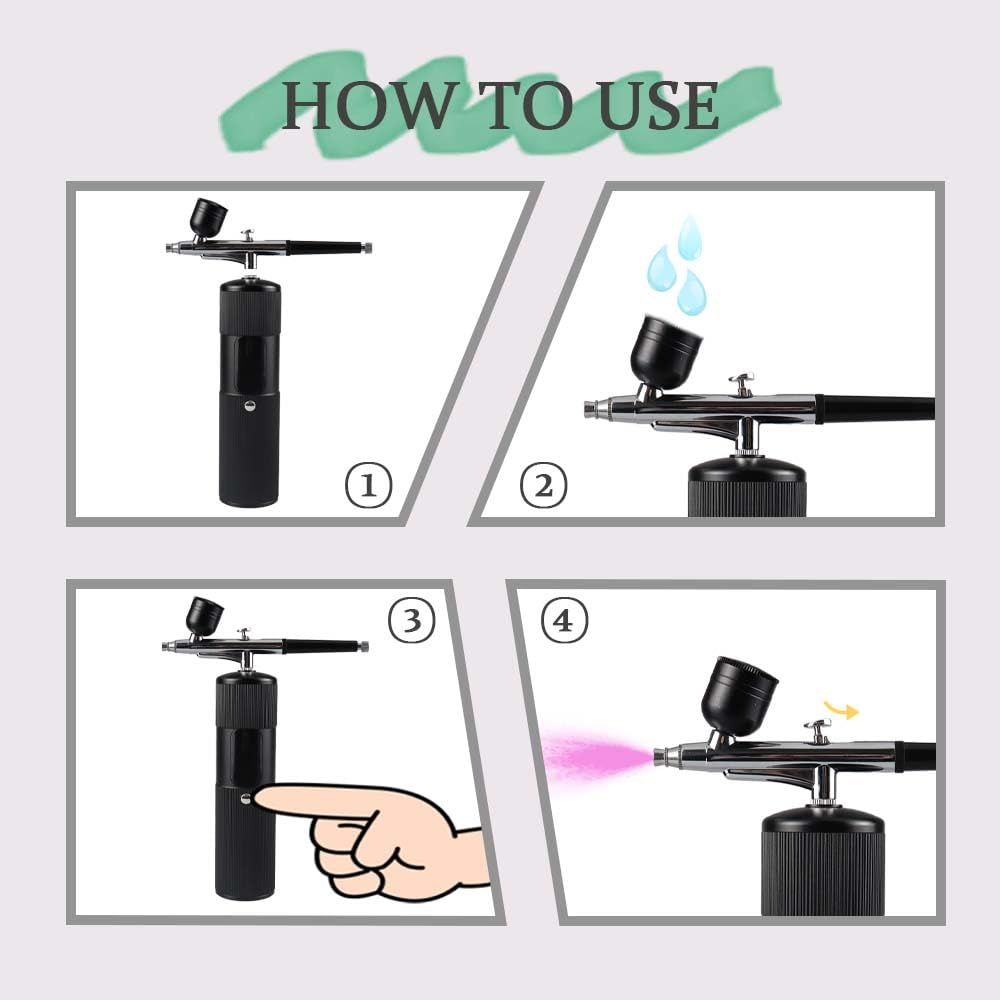 Kit de aerógrafo profesional de 48 PSI con compresor, boquilla de 0.3 mm y batería de 4000 mAh, pistola de pulverización portátil de mano para arte de uñas, maquillaje, bronceado, pintura corporal y