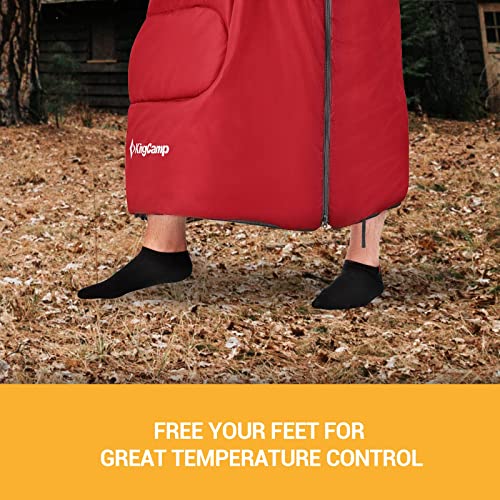 Kingcamp Camping Sleeping Bag 4 Seasons For Adults, Light, Warm, Extra-Large With Compression Sack- Great For Hiking, Backpacking & Outdoor Adventures In Cold Weather Red Right Zipper #TOP7