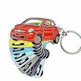 Fiat 500 3dcrafter fur Fiat 500 schlüsselanhänger Rot anhänger zubehör metall Keyring Keychain car abarth Accessories fanartikel logo frauen (red)