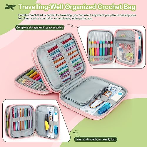 Image of Katech Crochet Hooks Set with Case, 73-Piece Crochet Hooks Kit Knitting Accessories Ergonomic Aluminum Alloy Crochet Hook Colorful Crochet Needles for Making Socks, Gloves, Bag, Hat, Sweaters