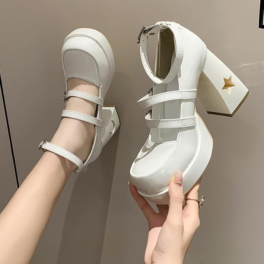 Amazon | [cnstone] パンプス ゴシック風 厚底 ロリータシューズ 10cm