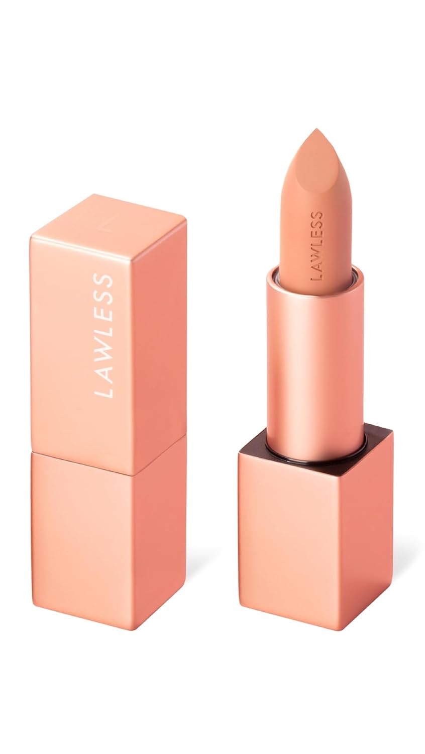 Lawless Forget the Filler Lip-Plumping Line Smoothing Satin Cream Lipstick, Annie, Orange, 0.1 Ounce