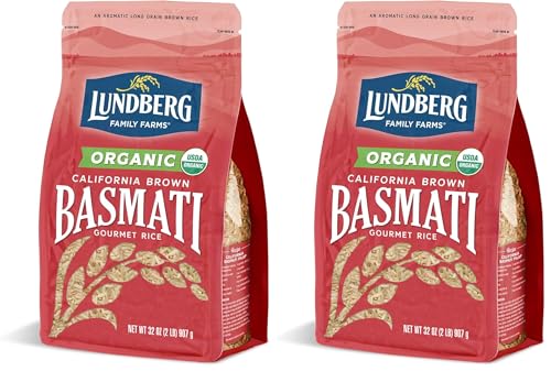 Lundberg Organic Basmati, Long-Grain Brown Rice – Non-Sticky, Fluffy & Aromatic, 32 Oz (Pack of 2)