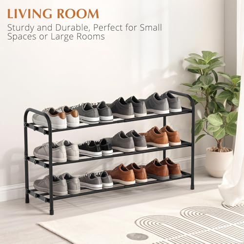 INSMART 3-Tier Expandable Shoe Rack, Stackable and Adjustable Shoes Organizer Storage Shelf, Sturdy and Durable Metal Structure Free Standing Shoe Rack for Closet Entryway Doorway - Image 6