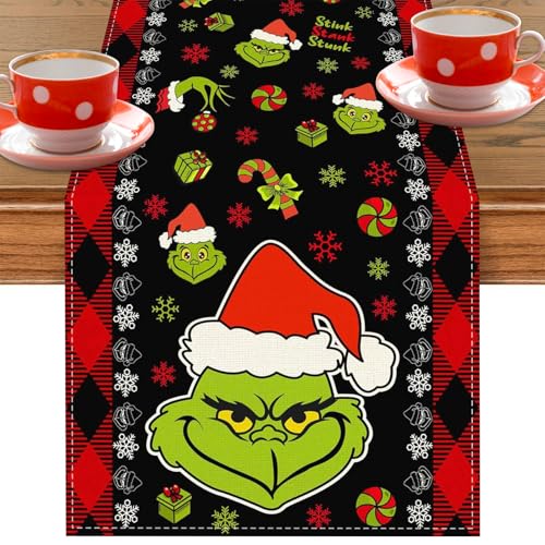 GreenYeah Weihnachten Tischläufer, Grünes Monster Weihnach...