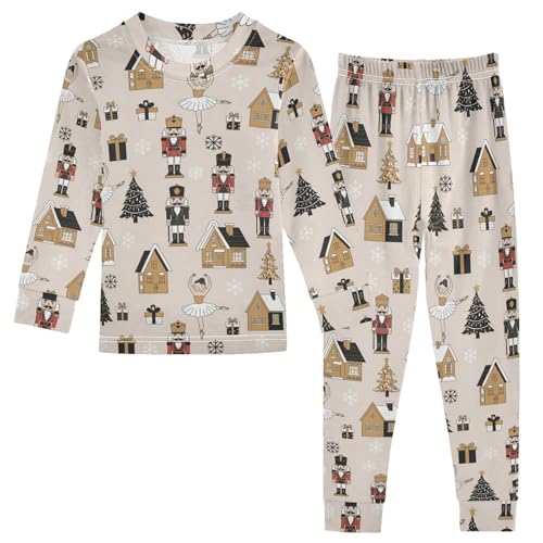 Pajama Sets Long Sleeve Christmas Nutcracker Snowflake Soft Comfy Sleepwear 2 Piece PJS 3-8T