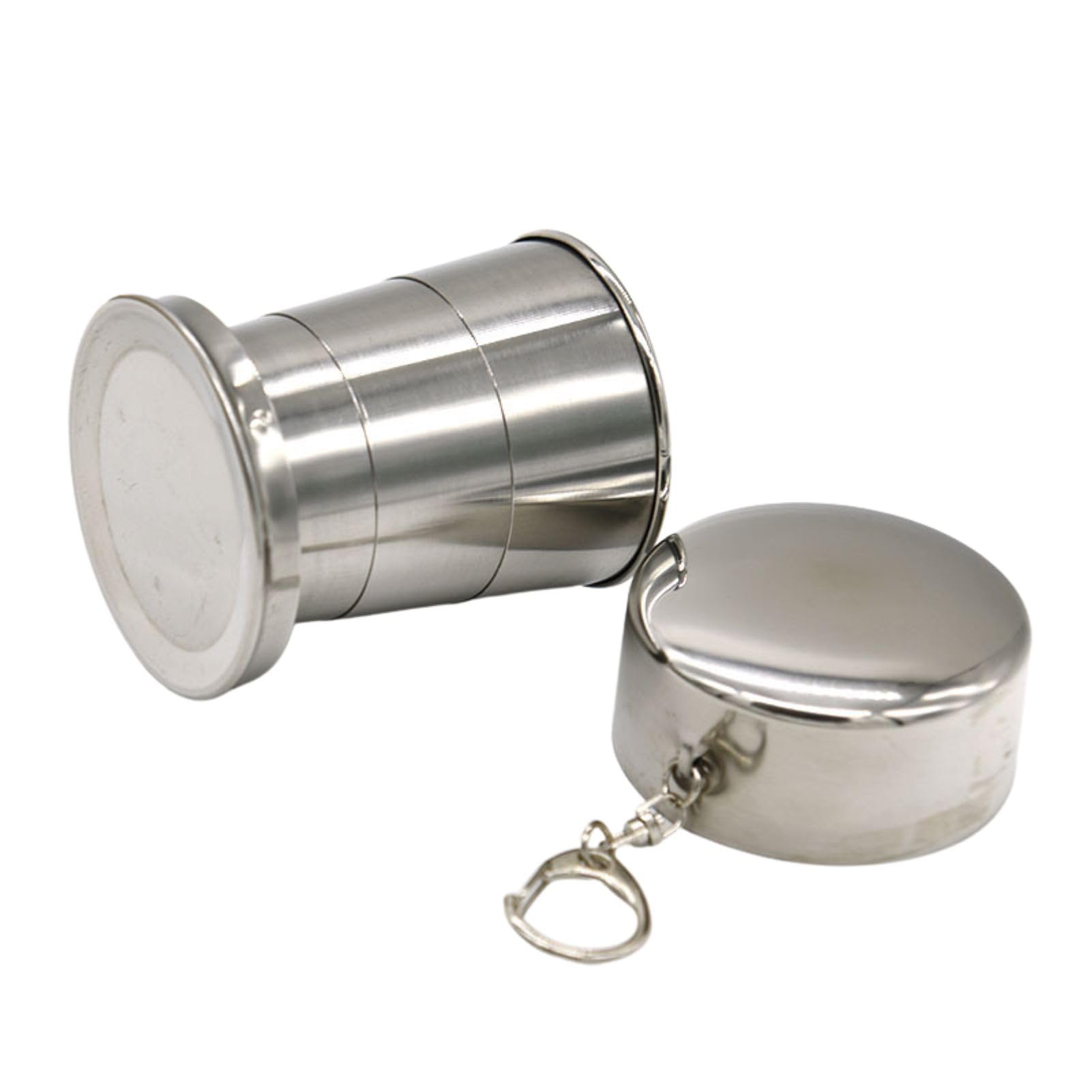 Nikou Acciaio inossidabile Cup Folding, tazza di campeggio pieghevole bere bicchiere Tumbler coperchi portachiavi for Esterni escursione di campeggio pesca Alpinismo retrattile telescopico portatil