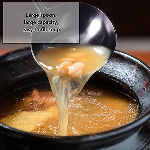 Image of Newness Soup Ladle, [Rustproof, Heat Resistance, Integral Forming] Durable 304 Stainless Steel Soup Spoon with Vacuum Ergonomic Round Handle, Cooking Spoon for Kitchen, 13.7 Inches, Black