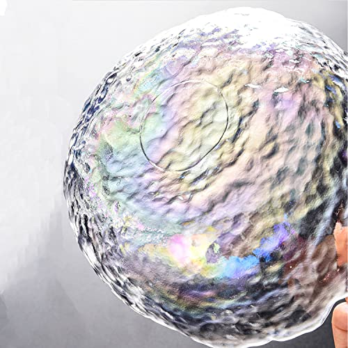 Halyuhn 7.5 Inches Decorative Glass Serveware Bowl, 50 Oz Dining Party Serving Bowl, 3 Inch Deep Irregular Fruit Salad Mixing Bowl, Hammered Round Dinnerware Bar Bowl Plate With Wavy Edge Candy Dish L #TOP3