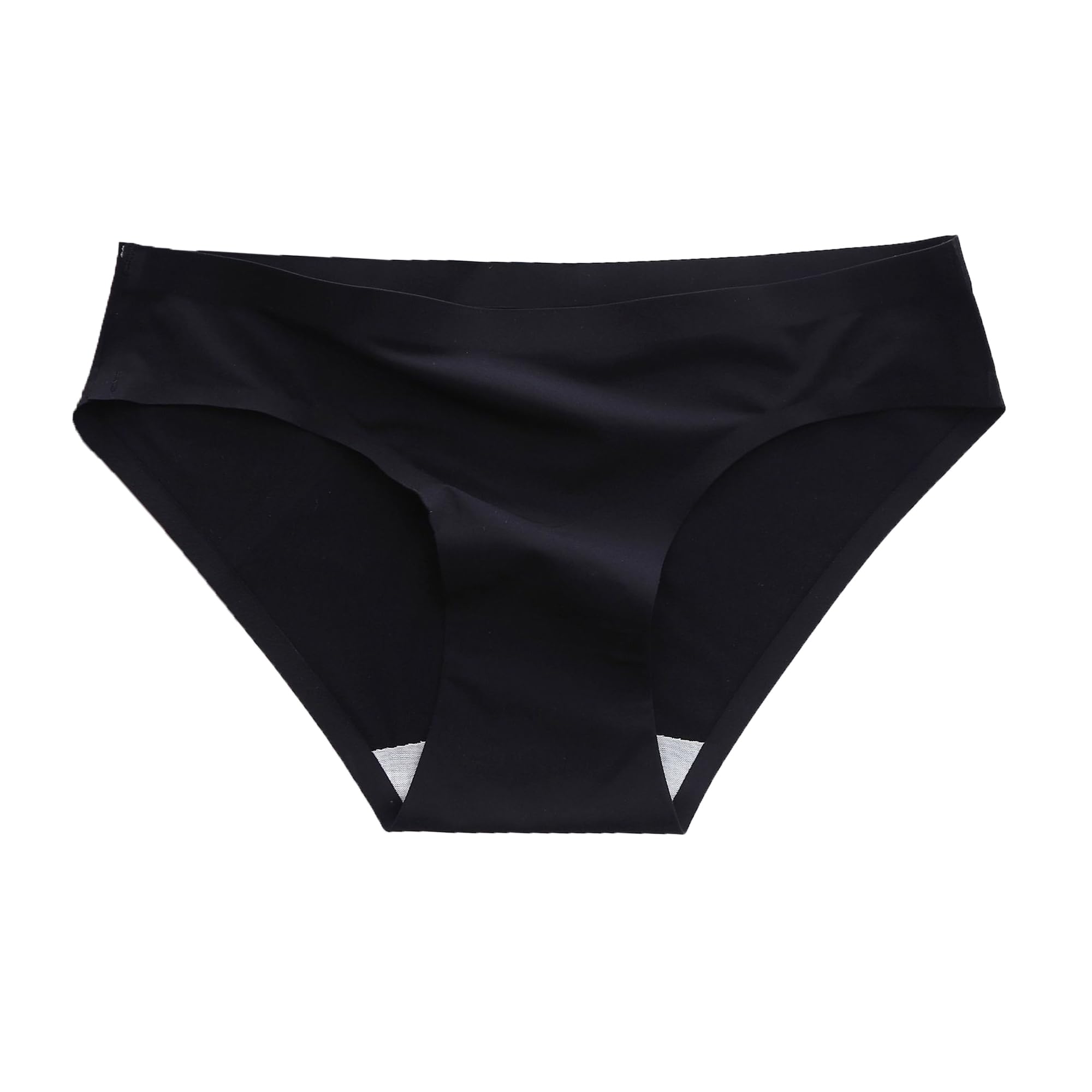 DGHM-JLMY Womens Underwear Stretch Sexy Solid Color Breathable Seamless Ice Silk Underwear Comfortable Low Waist Briefs Black 1Pc